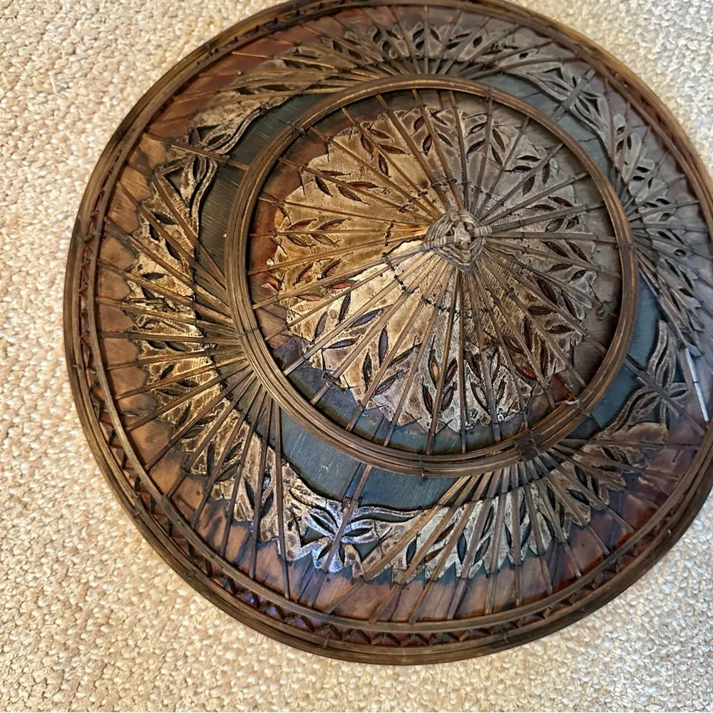 ANTIQUE Decorative Asian Conical‎ Hat (nón lá in Vietnam)